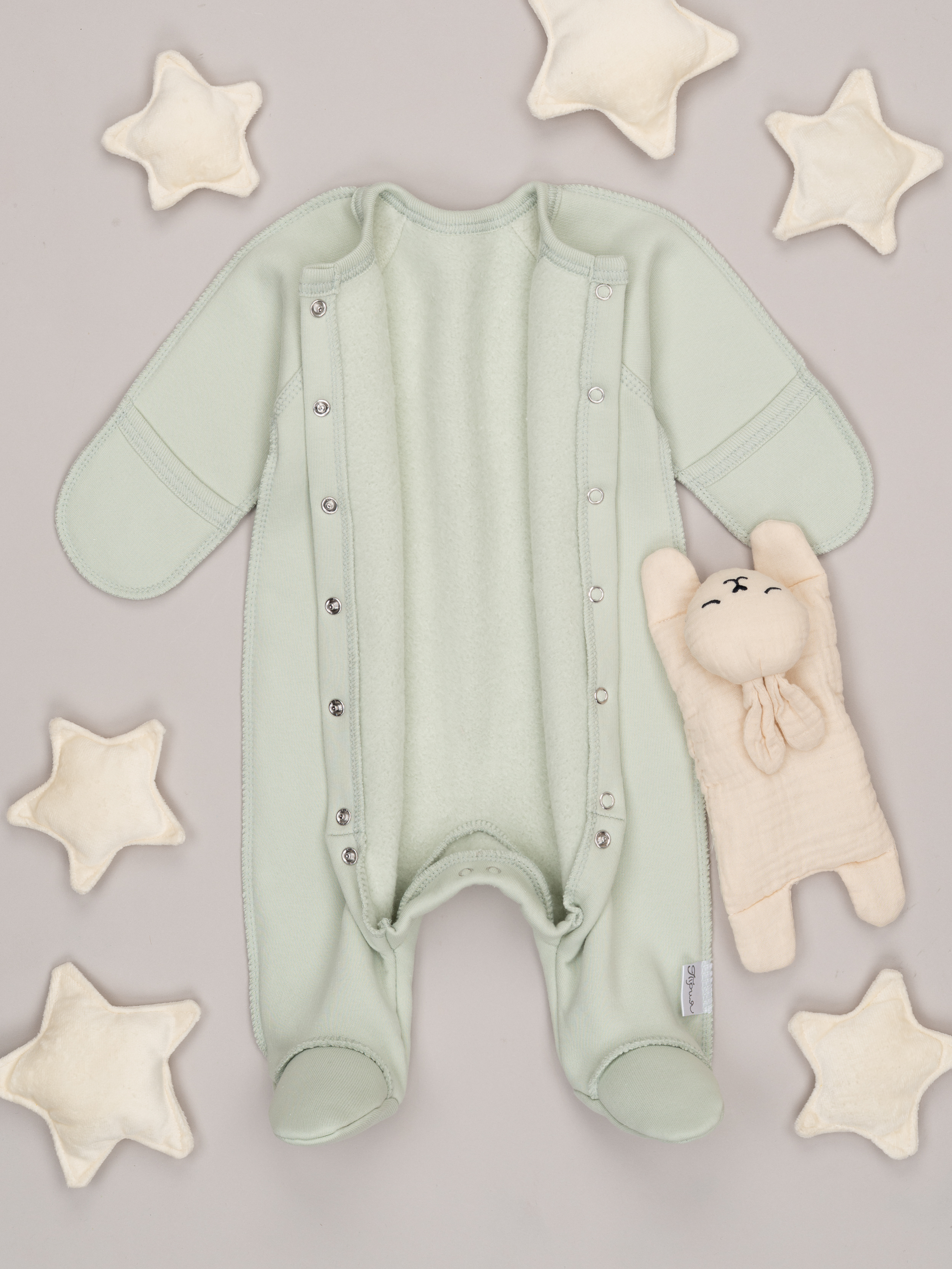 Комбинезон ТРИЯ 1131 футер 3-х нитка зелен пастель - фото 2