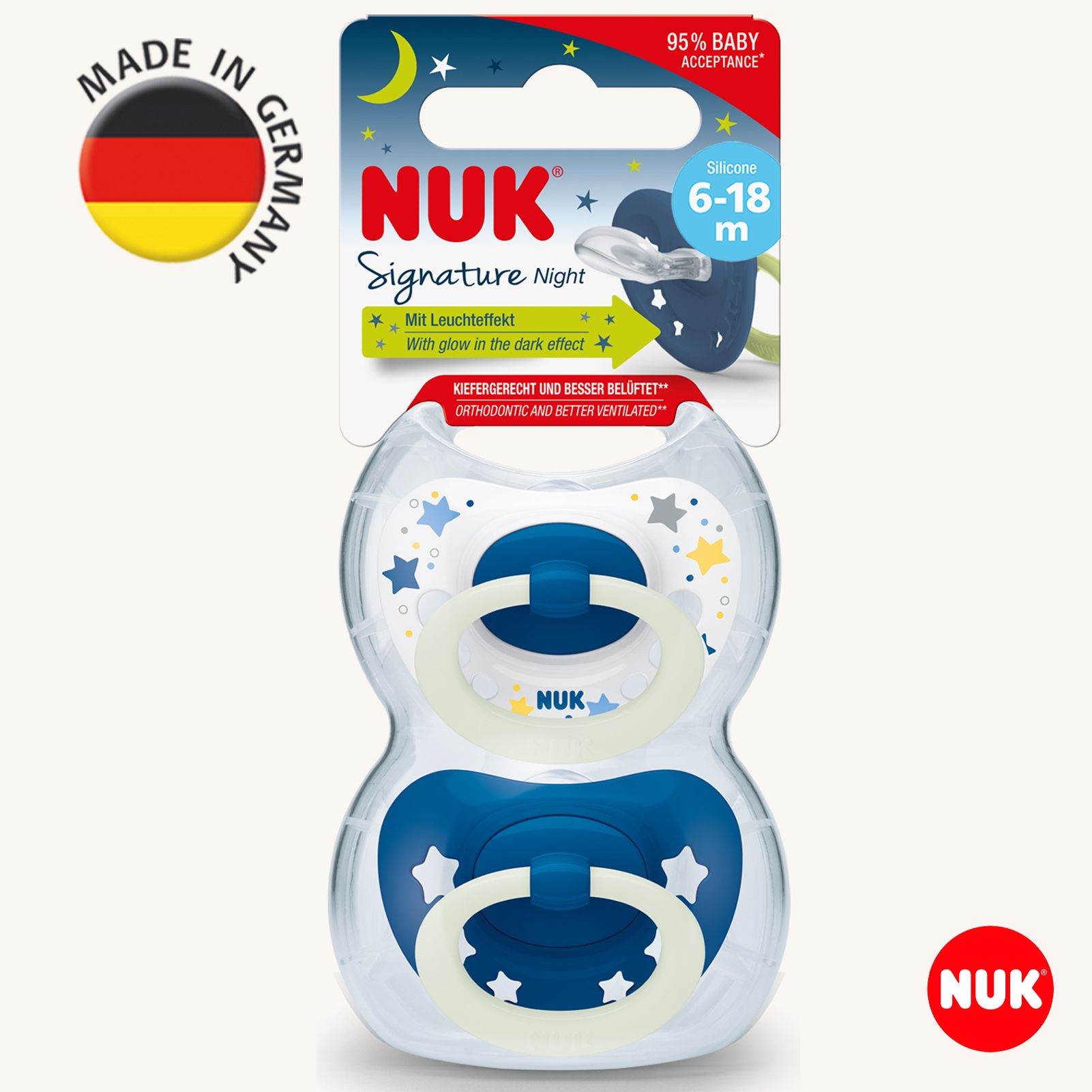 Пустышка Nuk силикон ортодонтическая от 6 мес. 2 шт. - фото 1