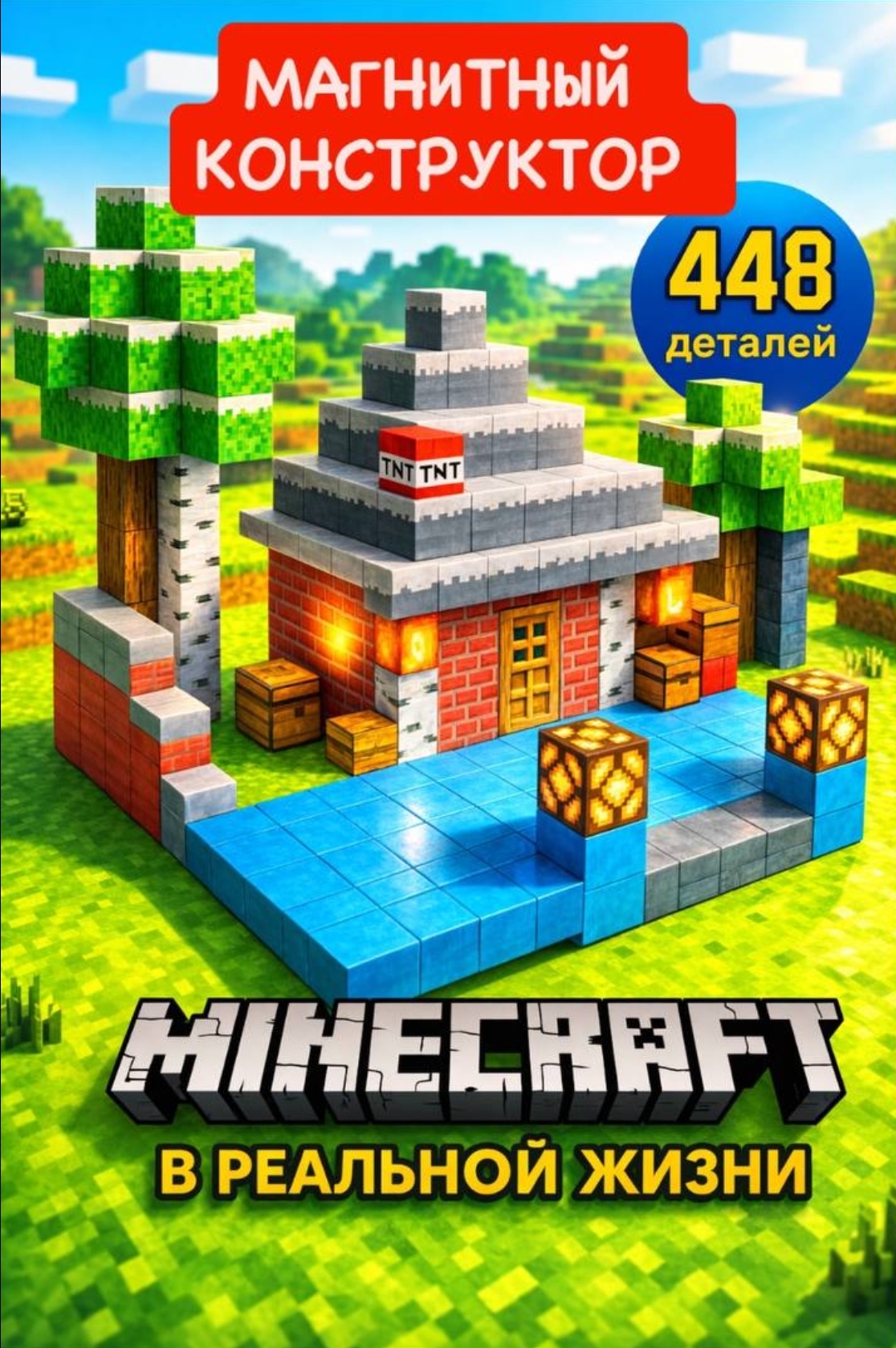 Конструктор BalaToys Майнкрафт магнитный 448 дет. - фото 1