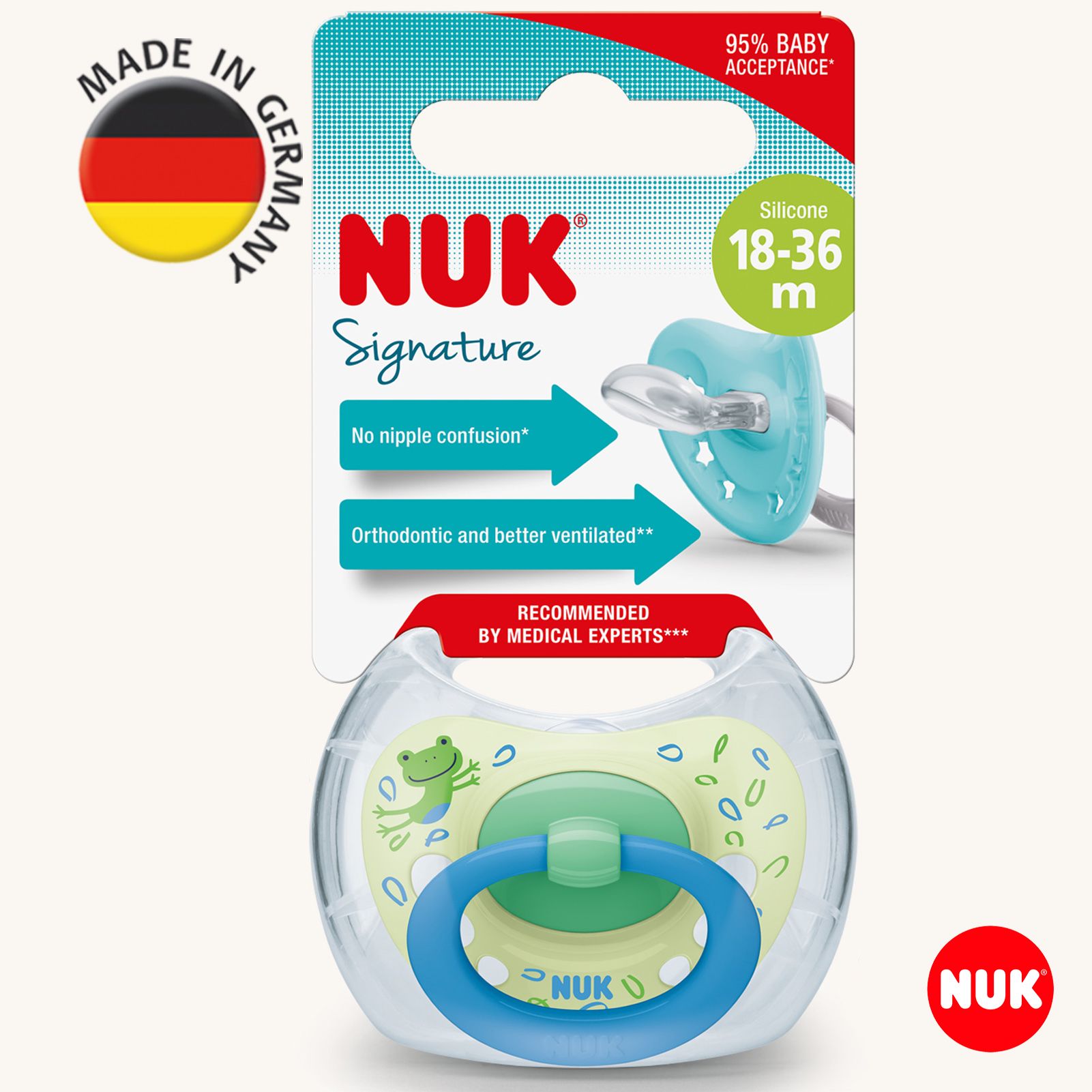 Пустышка Nuk силикон ортодонтическая от 18 мес. 1 шт. - фото 1