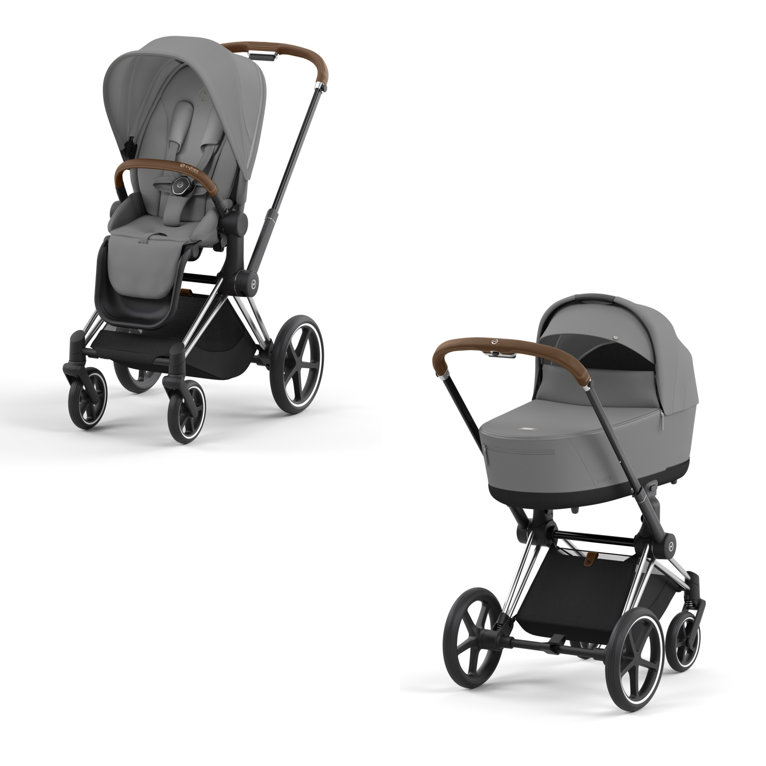 Коляска 2в1 Cybex Priam IV Chrome Brown серый - фото 1