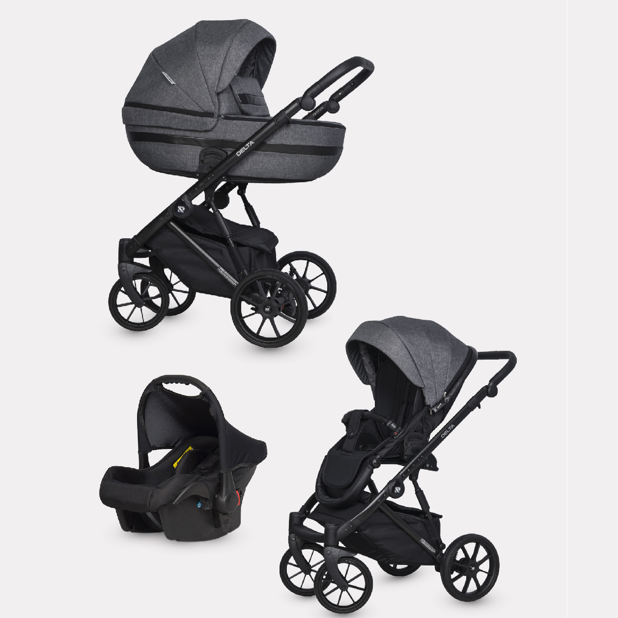 Коляска 3в1 Riko Basic Delta Carbon - фото 1