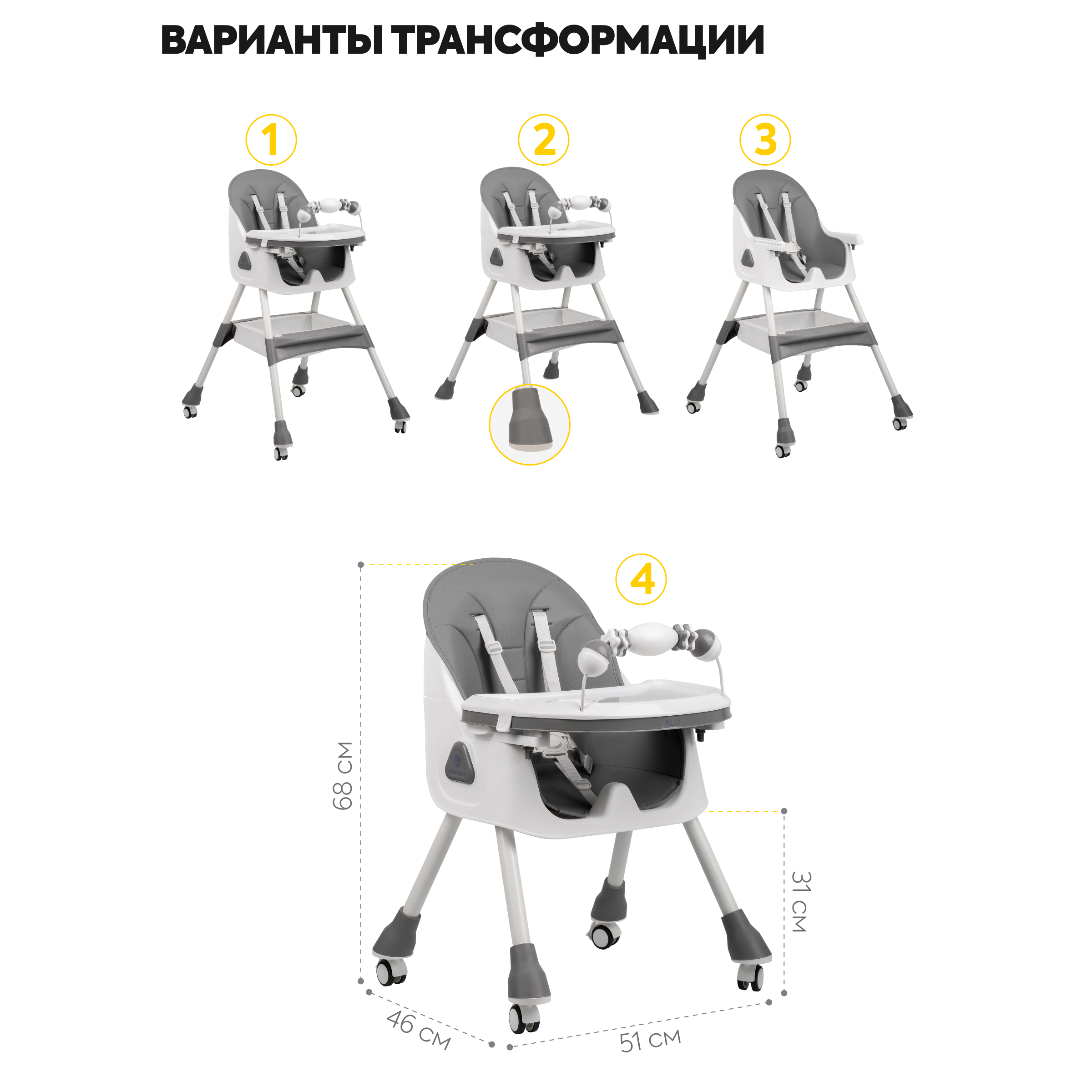 Стульчик для кормления JOVOLA Jelly классический - фото 4