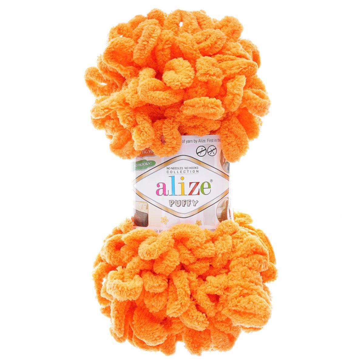 Пряжа для вязания Alize puffy 100 г 9 м микрополиэстер фантазийная плюшевая 336 оранжевый 5 мотков - фото 5