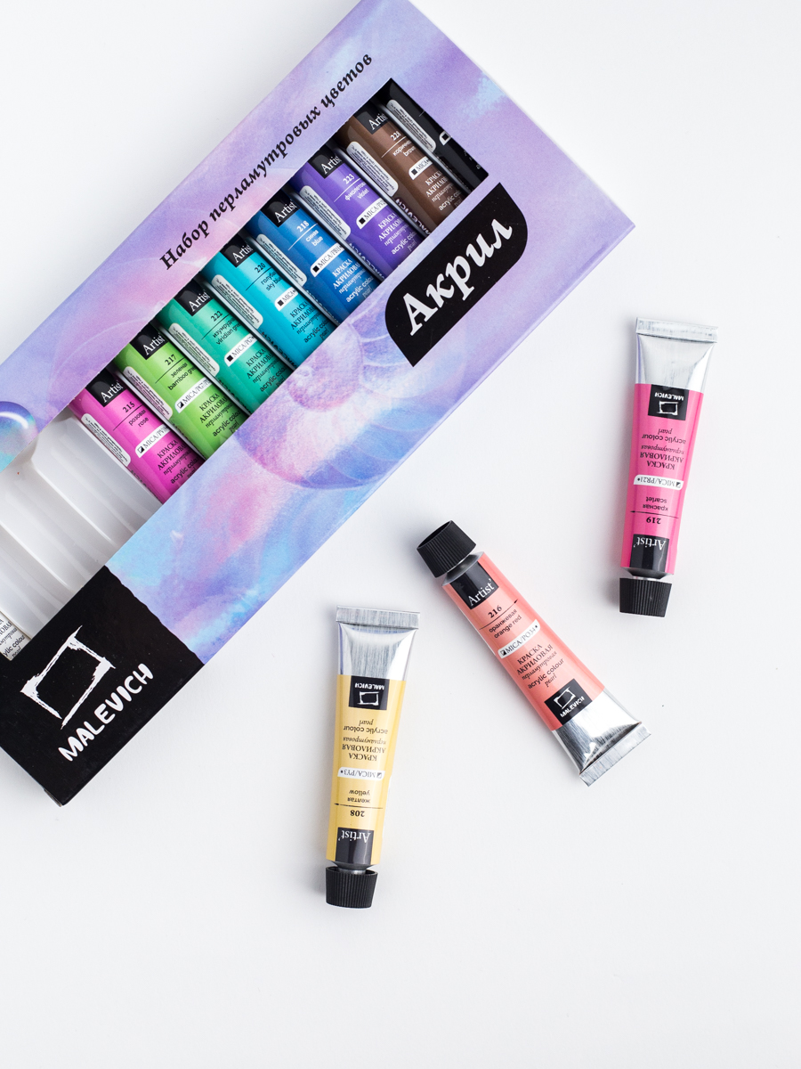 Краски акриловые Малевичъ 12 цв. - фото 3