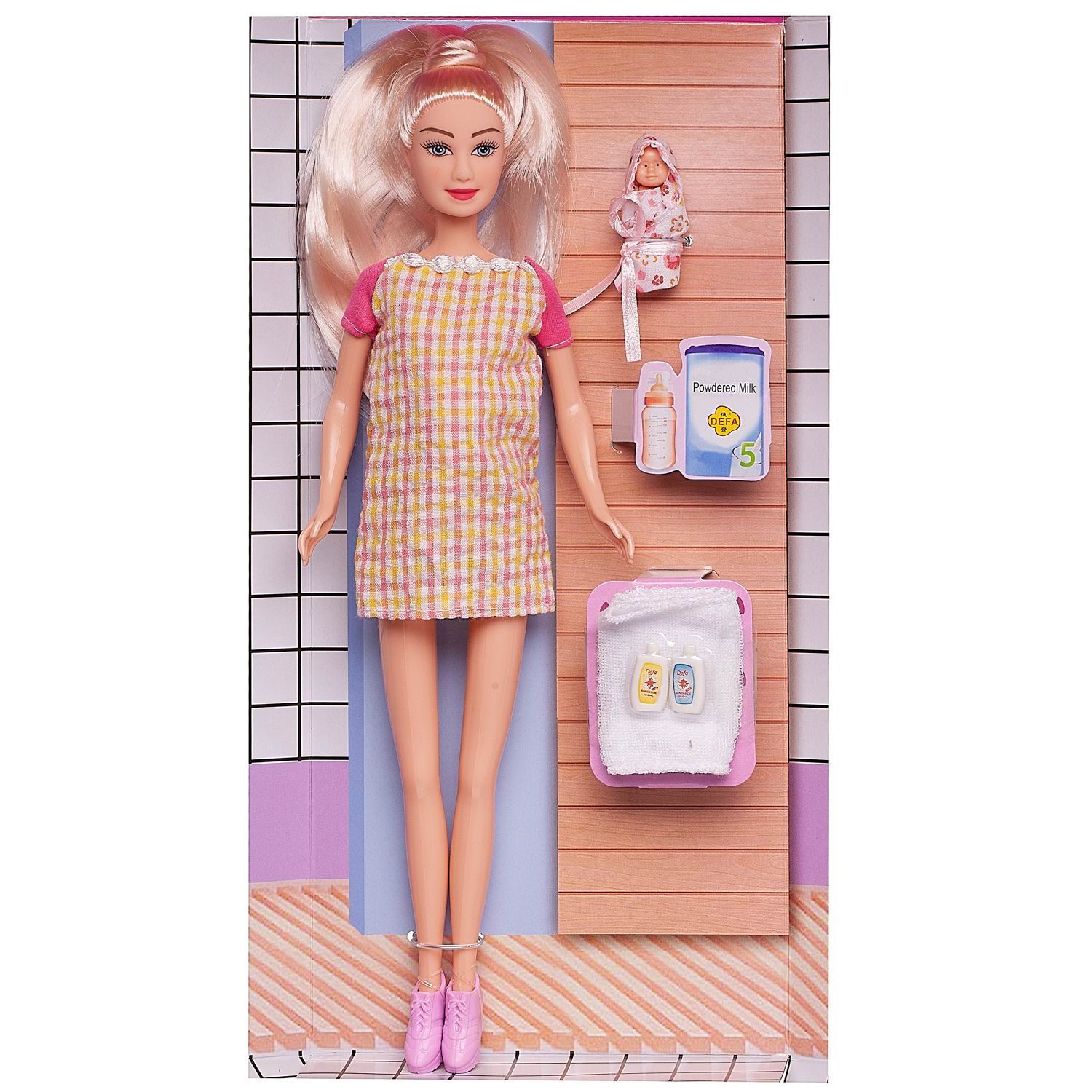 Кукла модельная Abtoys Мама с малышом 8357d/розклетка - фото 2