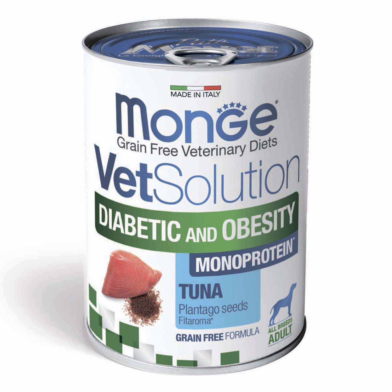 Корм для собак диетический MONGE VetSolution Dog Diabetic and Obesity при сахарном диабете и лишнем весе 400г - фото 1