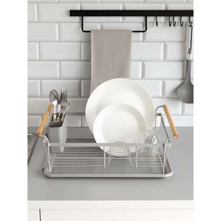 Сушилка кухонная DeNASTIA с поддоном и ручками 45x32.5x16.5 серый T000345