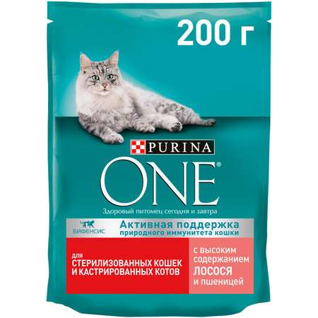 Корм для кошек Purina One при стерилизации и кастрации лосось-пшеница 200г