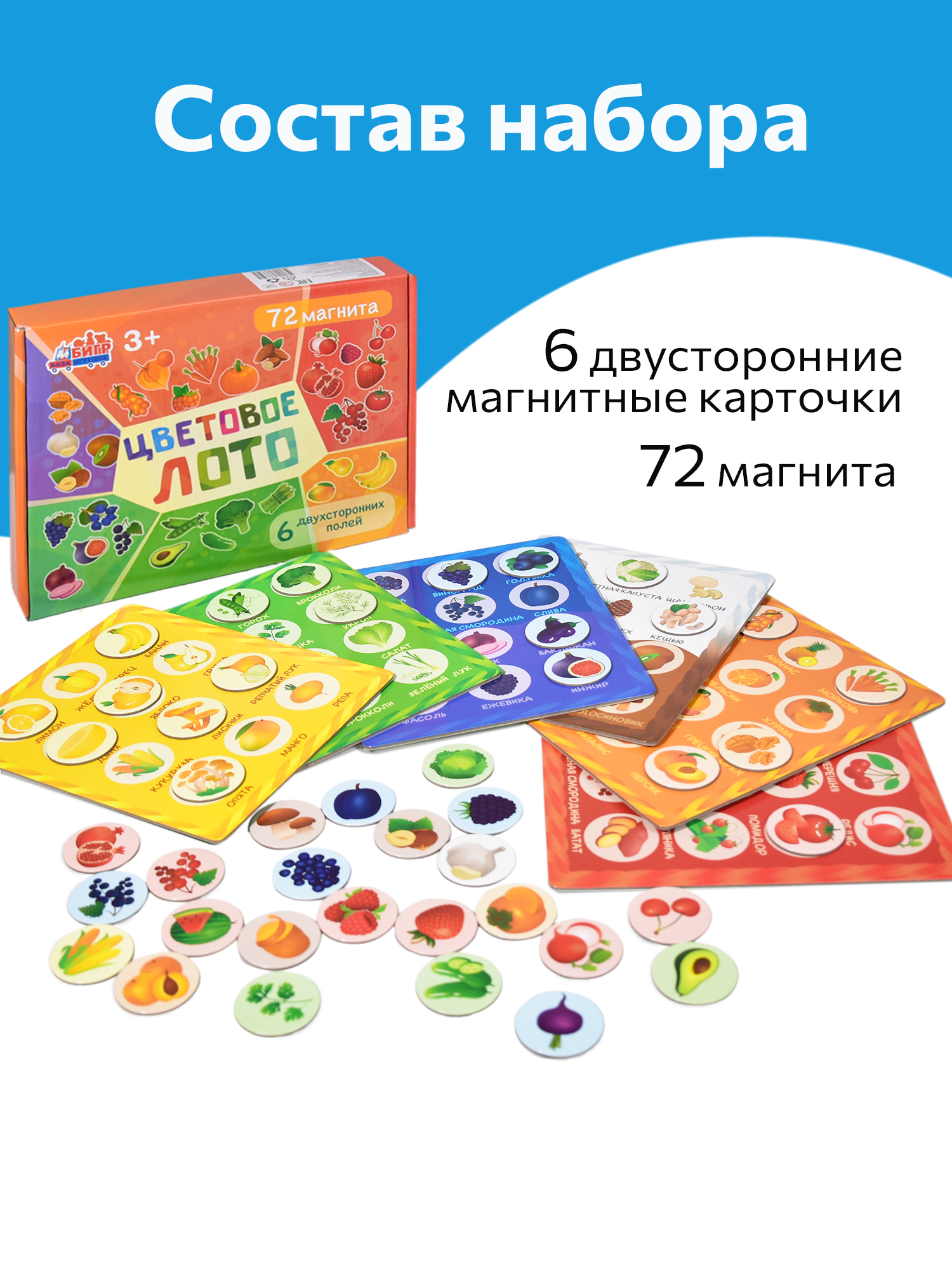 Настольная игра Бигр Лото цветовое магнитное УД85 - фото 2