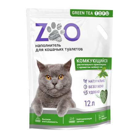 Наполнитель ZOO Зелёный чай TOFU (5 kg) 12 л комкующийся, растительный, впитывающий