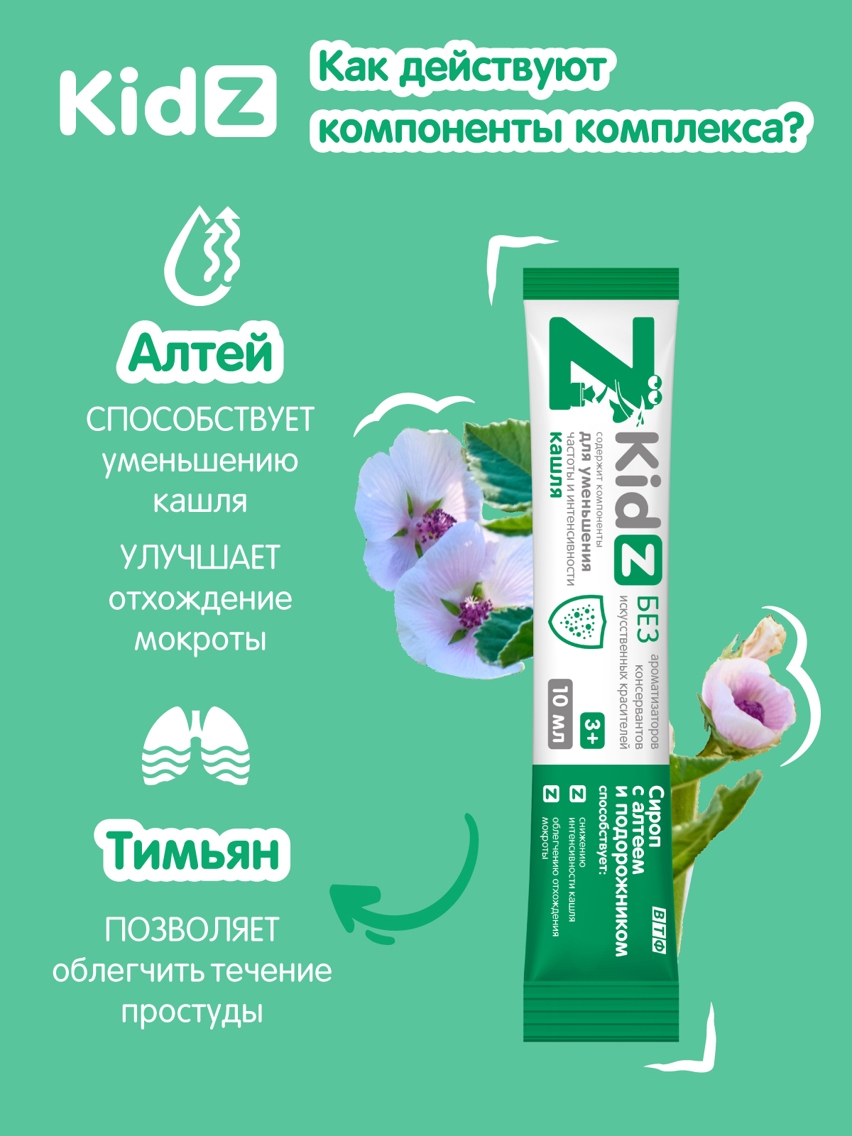 KidZ Сироп с алтеем и подорожником (стик) №10 - фото 3
