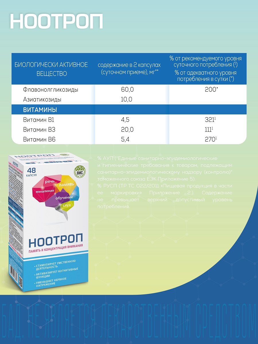 БАД Ноотроп Память и Концентрация внимания капсулы N48 - фото 4