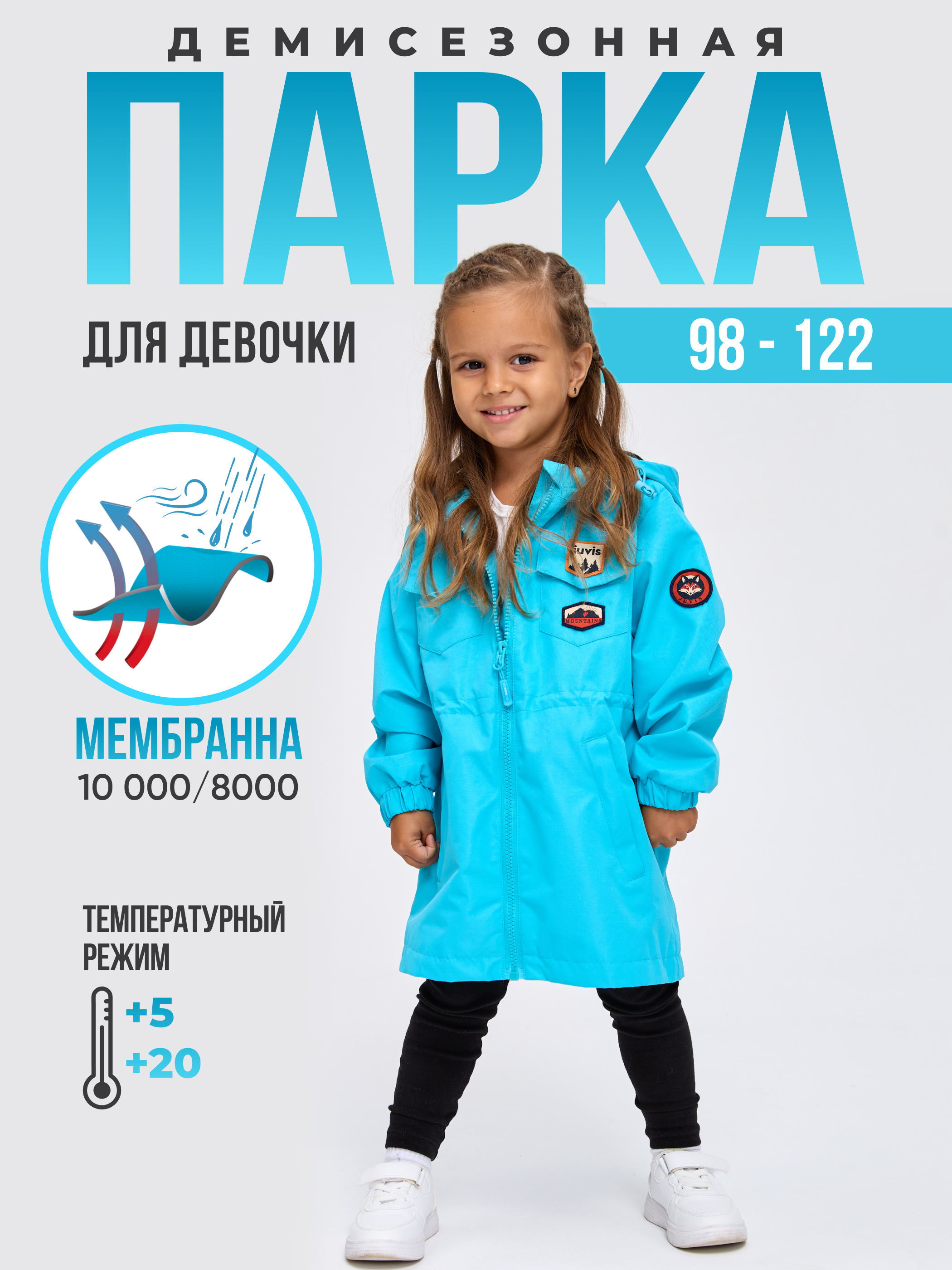 Парка JUVIS 7033 голубой - фото 2