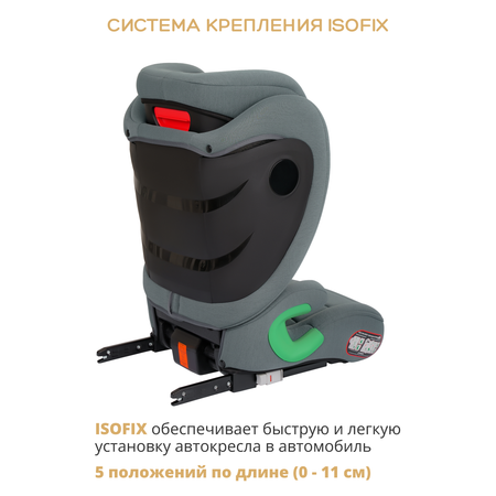 Автокресло Indigo DEFENDER, I-SIZE, зеленый Isofix 2/3 (15-36 кг)