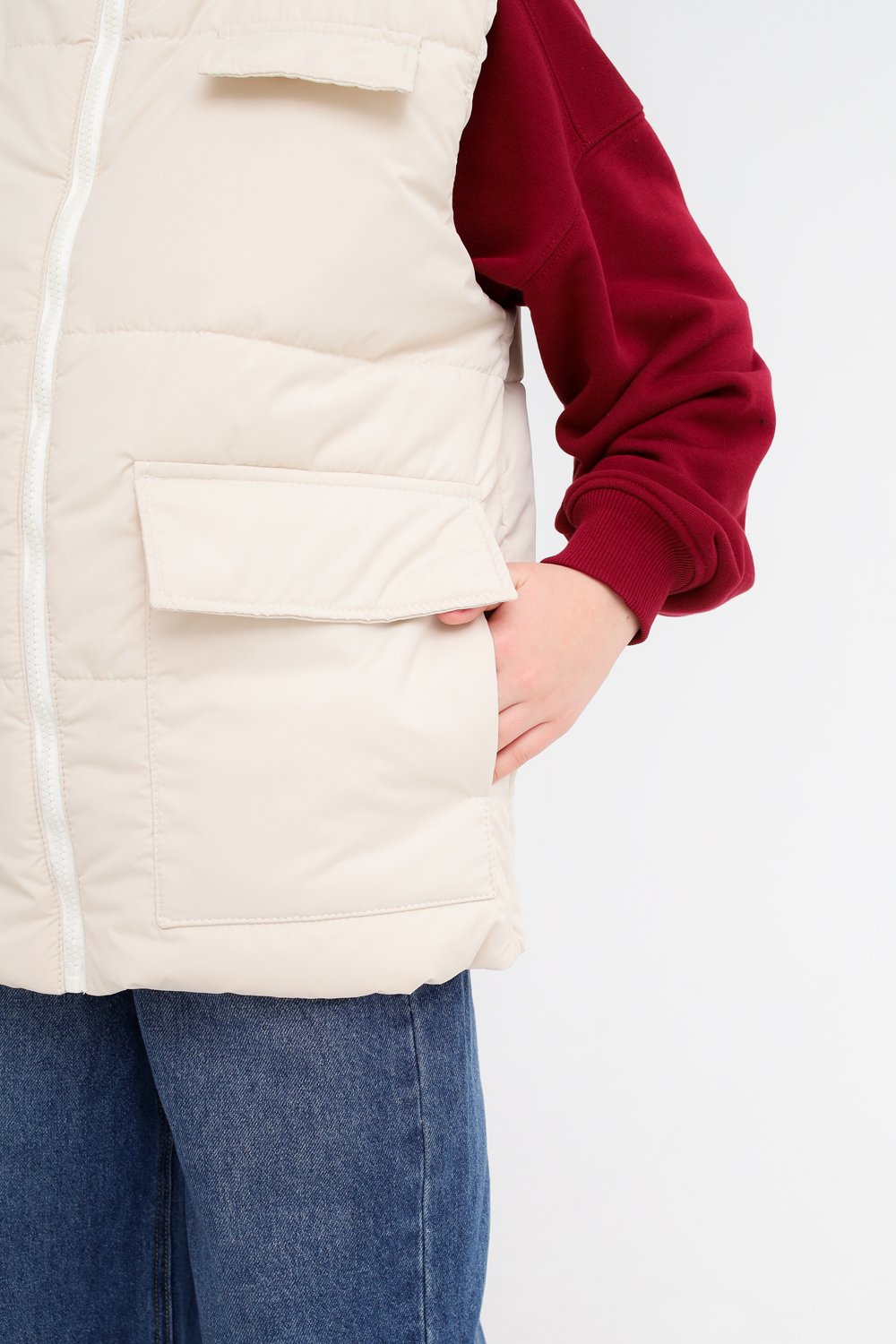 Жилет MINIDINO В-Ж-006Жилет с капюшоном утепленный тофу - фото 5