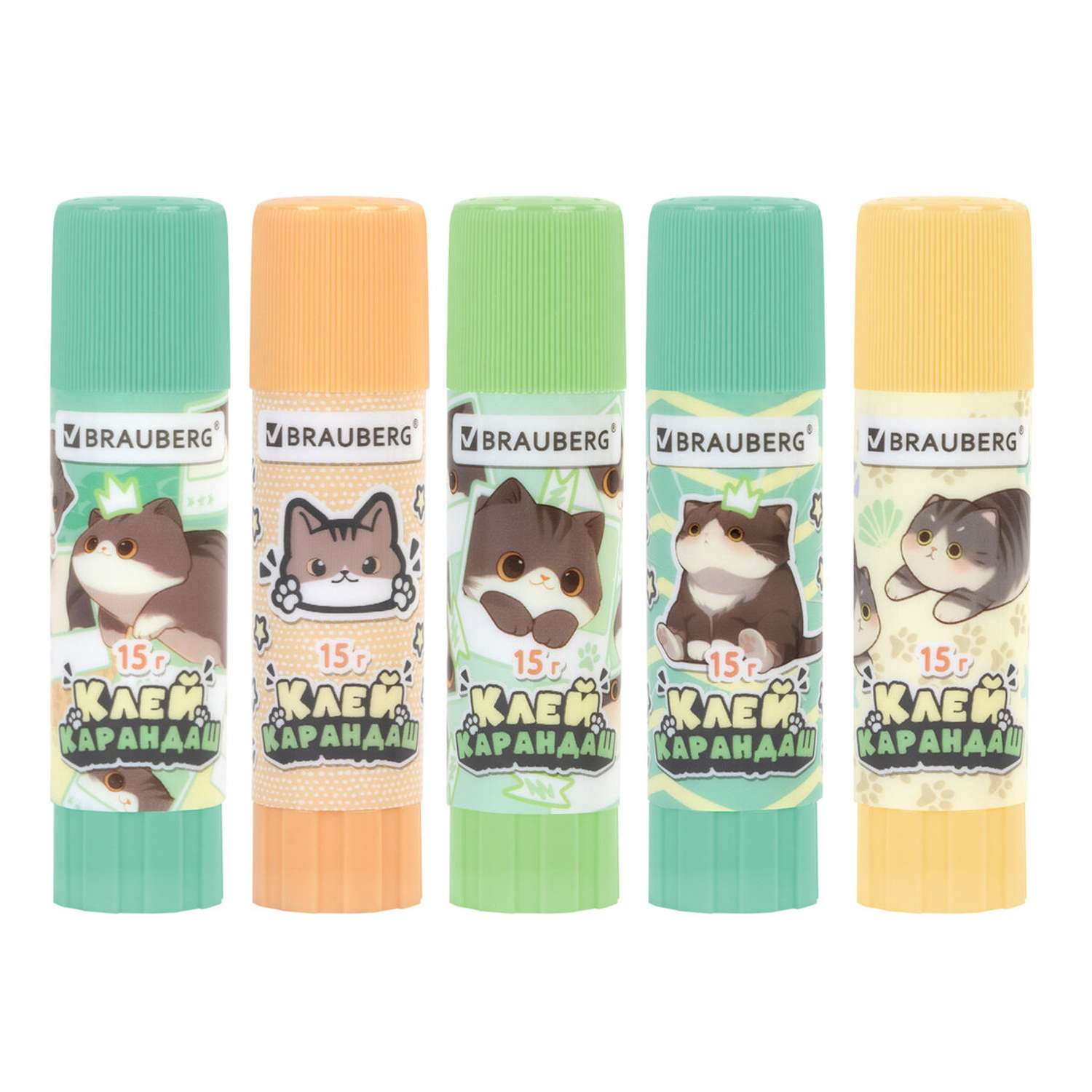 Клей-карандаш Brauberg 15 г в ассортименте - фото 1