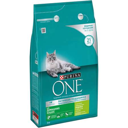 Корм для кошек Purina One домашних с индейкой 3кг