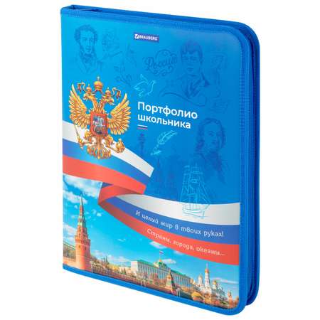 Портфолио школьника Brauberg папка А4 на молнии 8 вкладышей