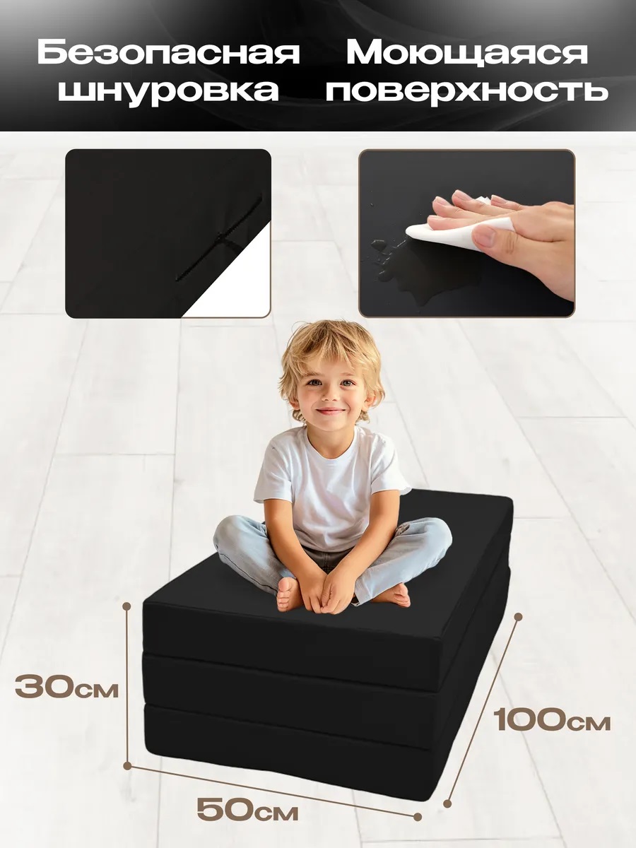 Мат спортивный KMS sport № 4 (100 х 150 х 10) складной чёрный - фото 2