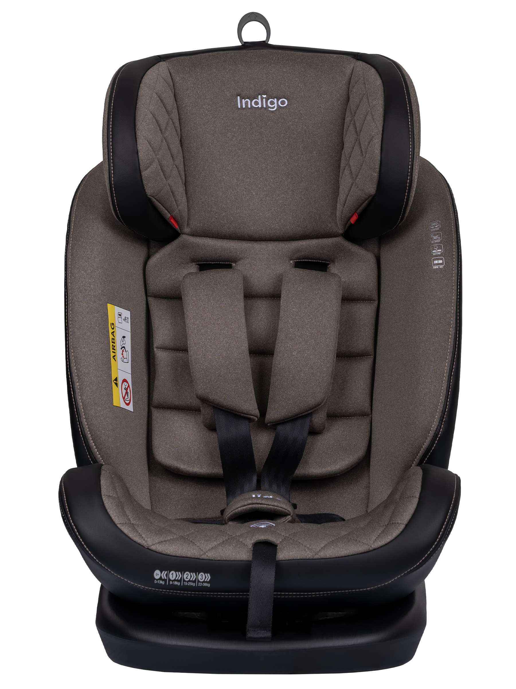 Автокресло Indigo Aero, бежевый Isofix 0+/1/2/3 (0-36 кг) - фото 10
