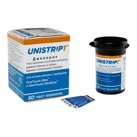 Тест-полоски UNISTRIP аналог One Touch Ultra упаковка 50 шт