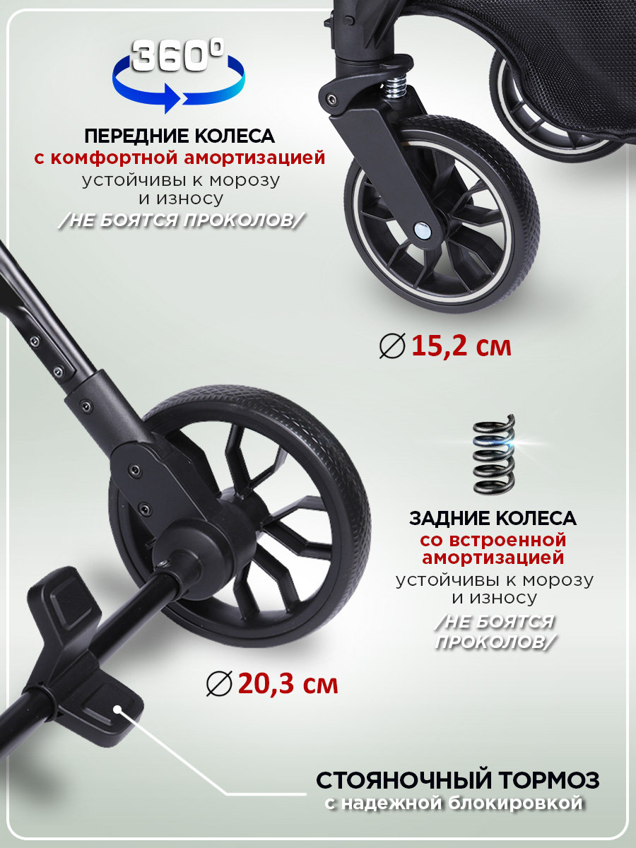 Коляска прогулочная BabyCare Venetto Зеленый хаки - фото 5