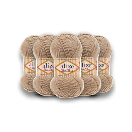 Пряжа для вязания Alize baby best бамбук акрил с эффектом антипиллинг 100 г 240 м 256 бежевый 5 мотков