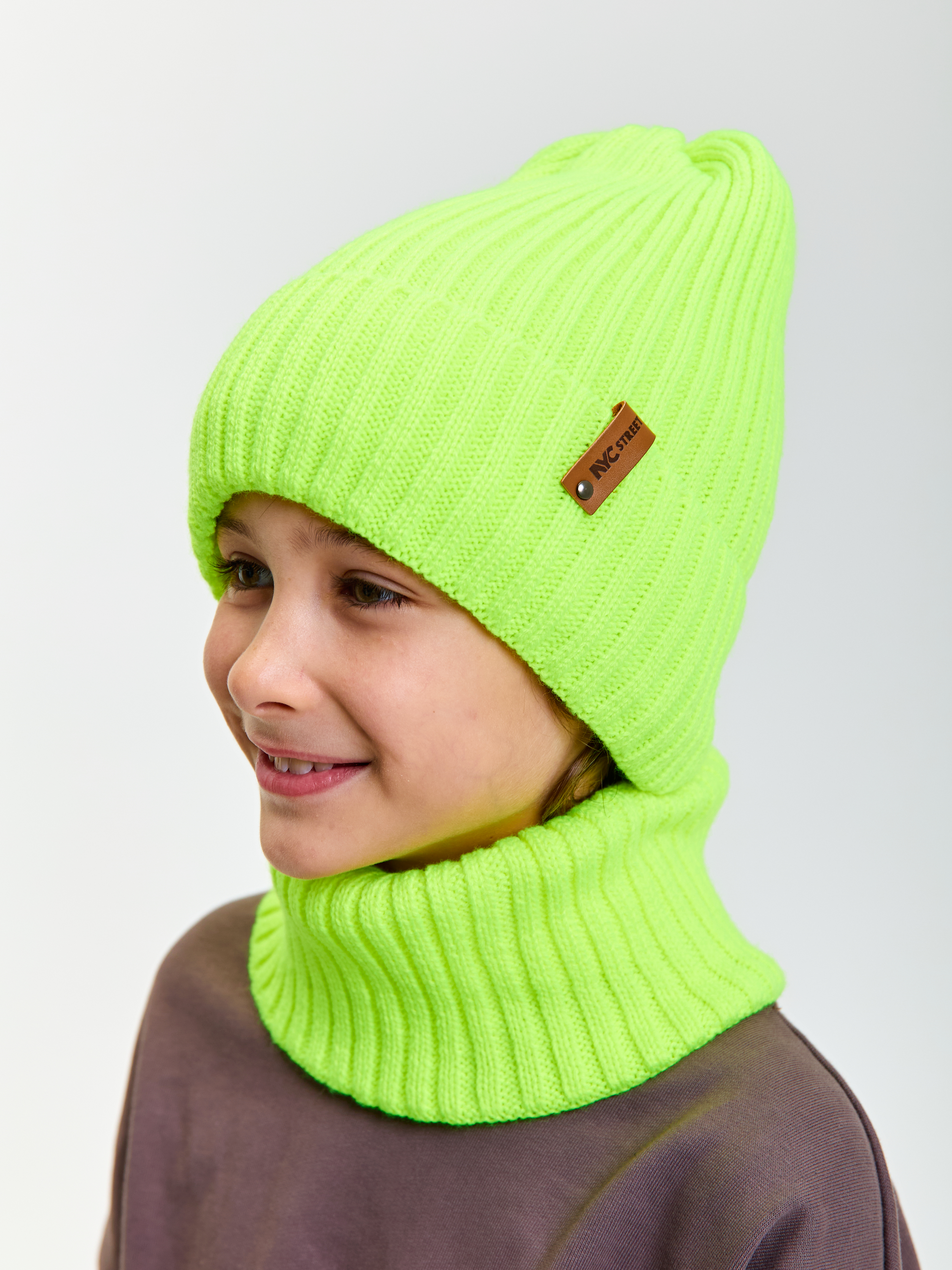 Шапка и снуд KUBRIO KU-H-104-GplainW-acidB - фото 1