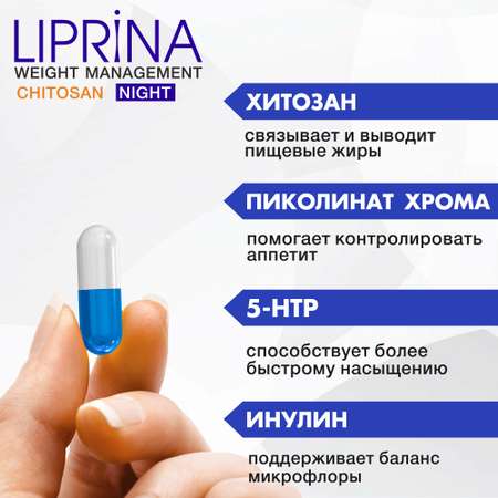 Жиросжигатель Липрина Управление весом Хитозан Ночь Для похудения