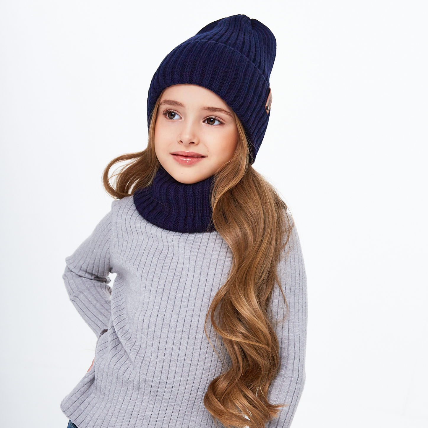 Шапка и снуд KUBRIO KU-H-104-GplainW-Dblue - фото 7