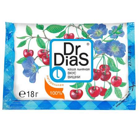 Каша DrDias натуральная льняная со вкусом вишни 18г