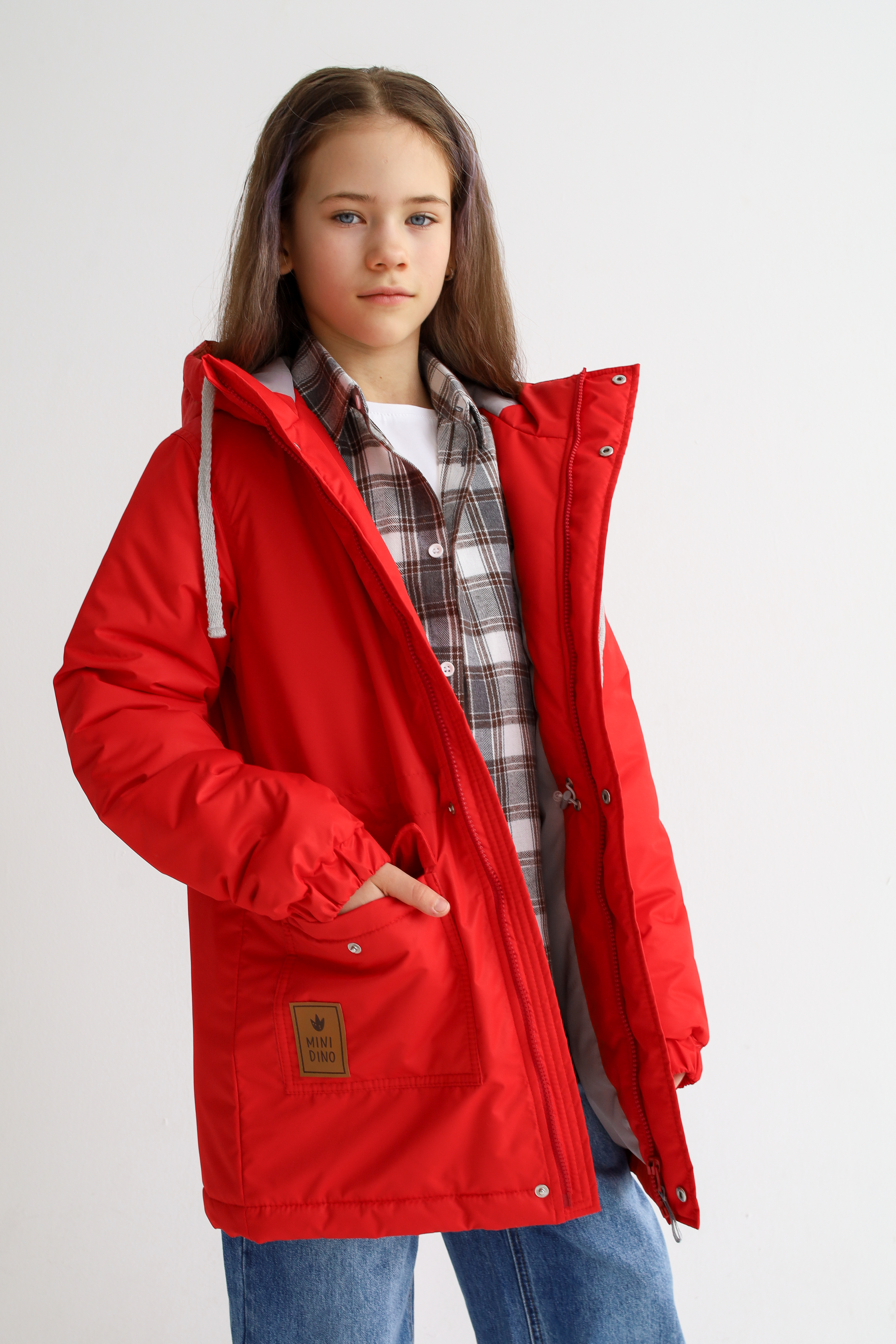 Парка MINIDINO В-К-001/ДПарка с 3 карманами детская демисезонная рубин - фото 4