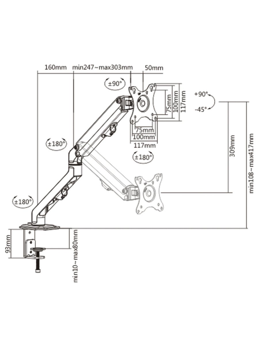 Кронштейн Sonnen для монитора настольный до 27 дюймов 7 кг - фото 31