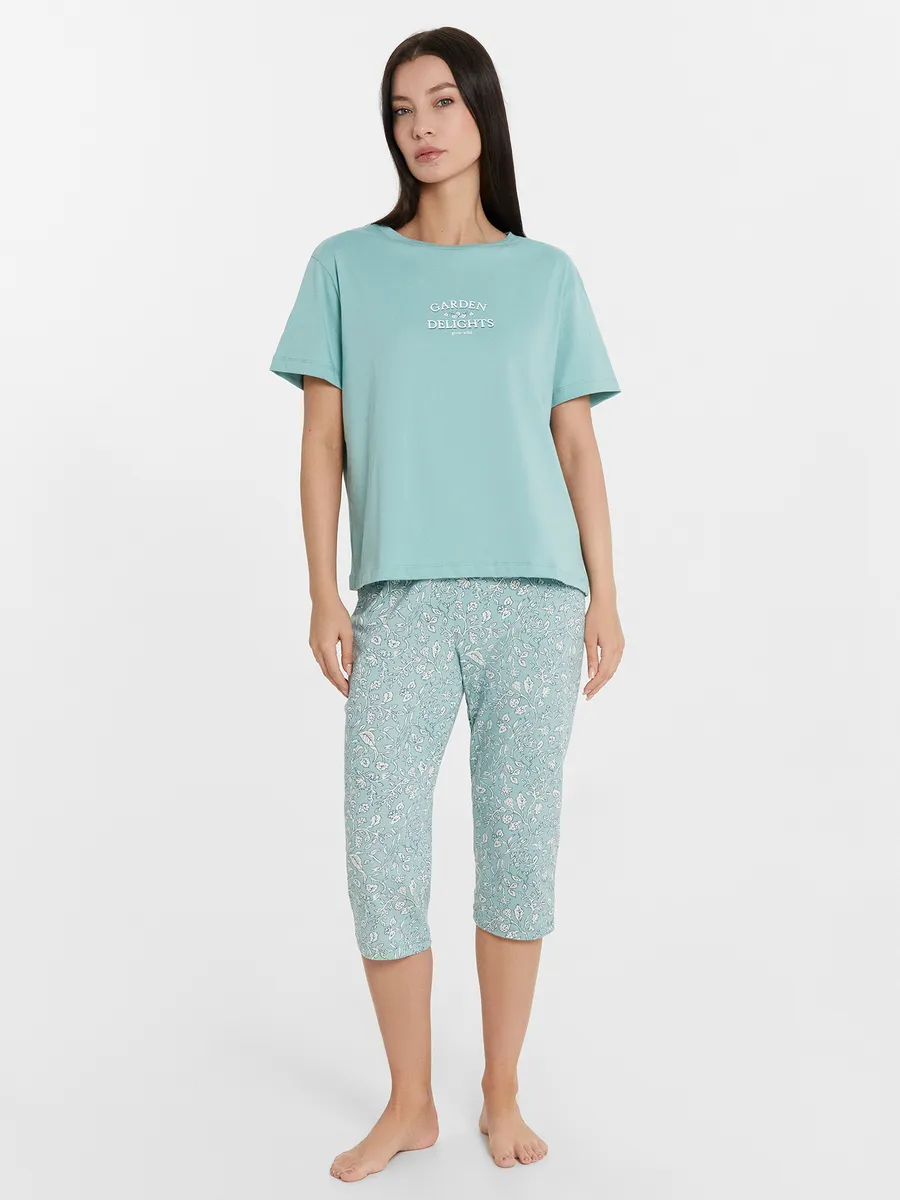 Пижама Mark Formelle (Марк Формэль) 592370/пыльная бирюза +узоры на пыльной бирюзе - фото 1