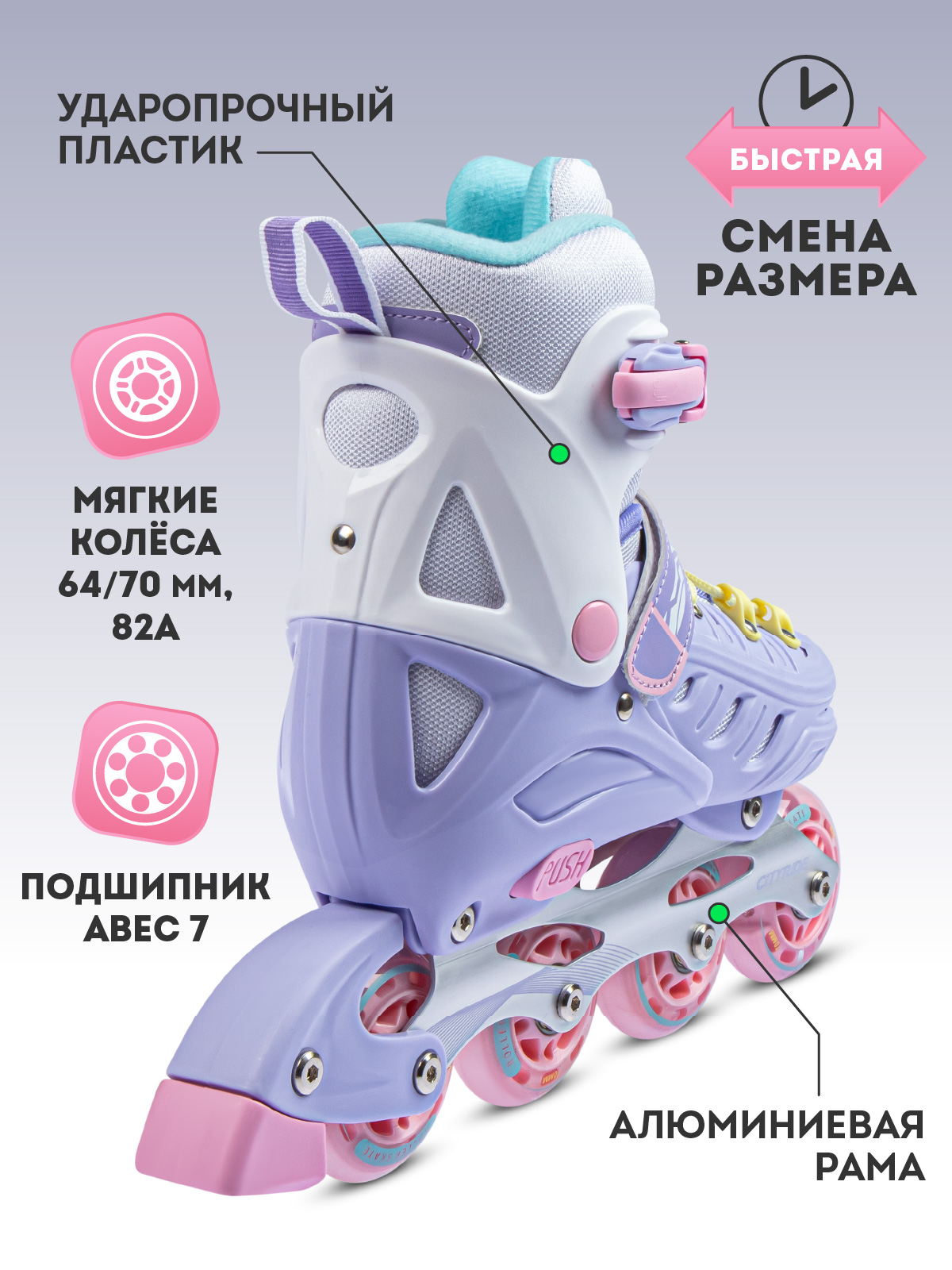 Роликовые коньки CITYRIDE S 31-34 - фото 3