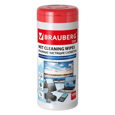 Влажные салфетки Brauberg 100 шт.