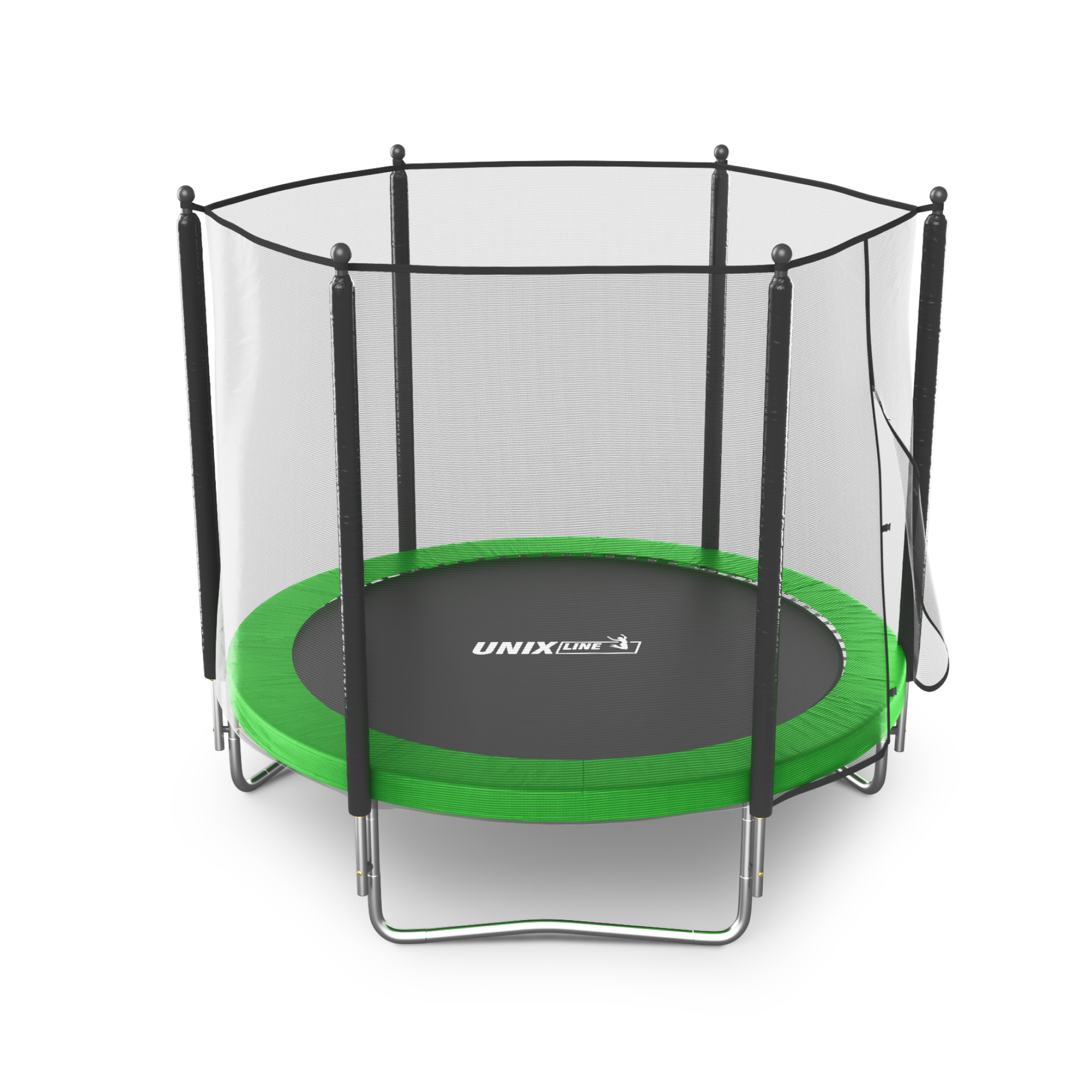 Батут каркасный Simple 8 ft UNIX line Green с внешней защитной сеткой общий диаметр 244 см до 140 кг - фото 17