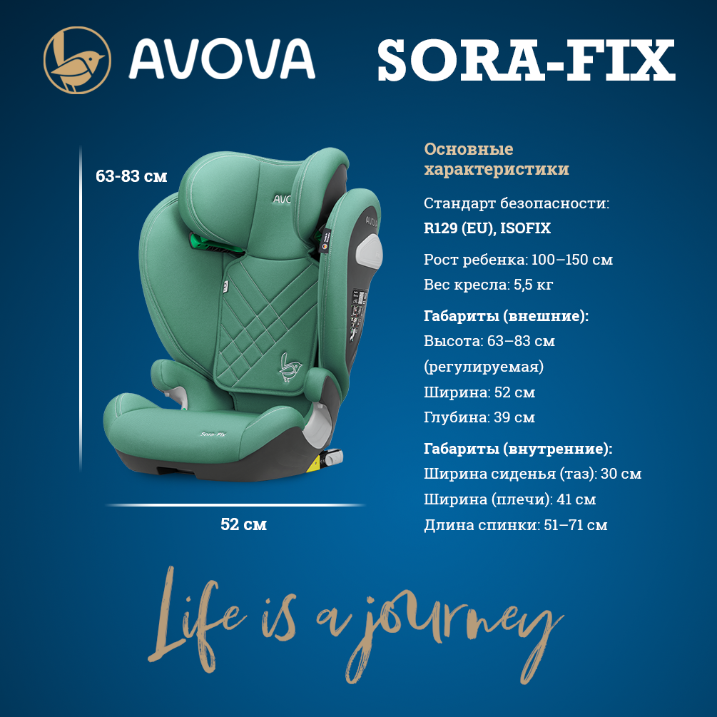Автокресло Avova Sora-Fix Isofix 2/3 (15-36 кг) зеленый - фото 5