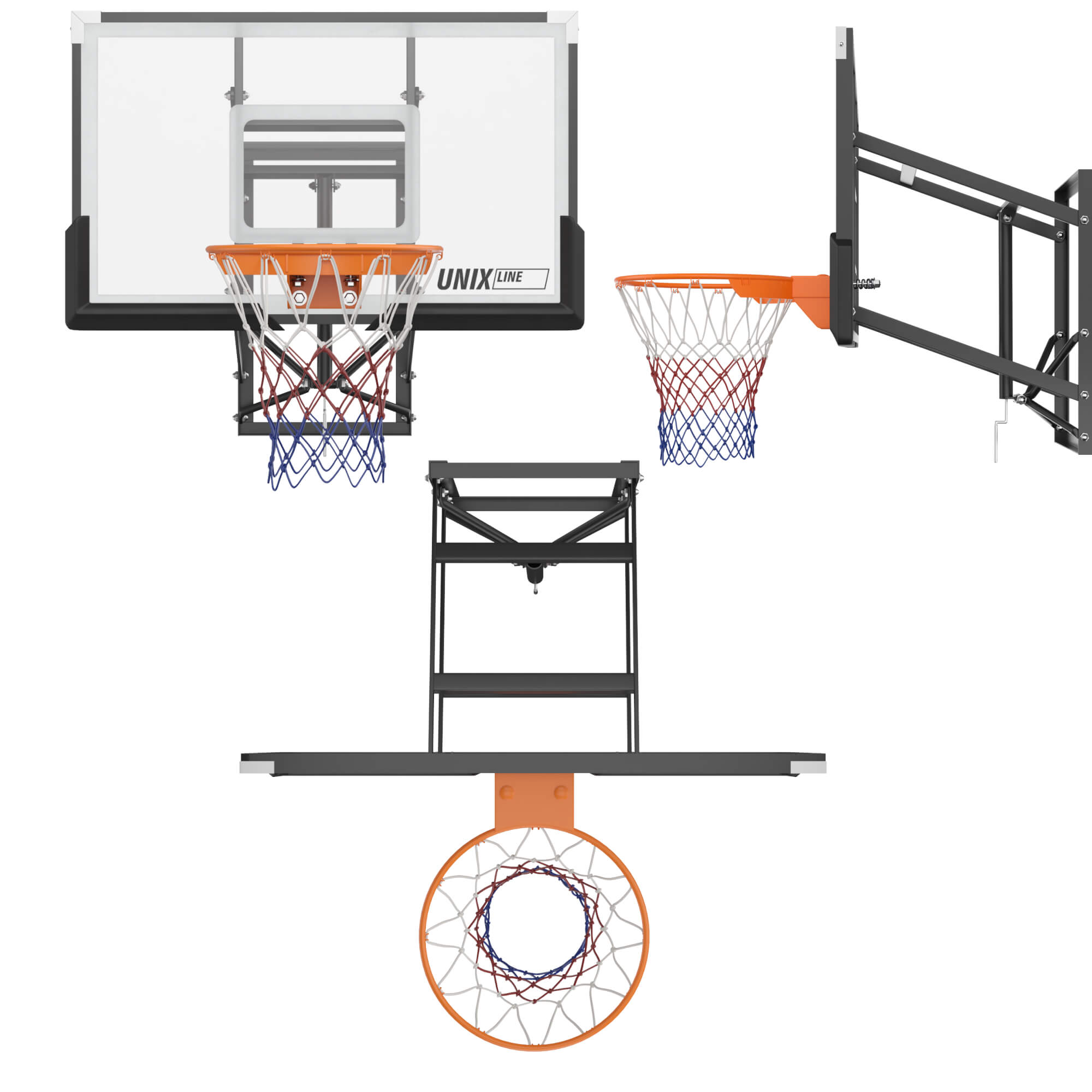 Баскетбольный щит UNIX line из поликарбоната в стальной раме B-Backboard-PC размер щита диаметр кольца R45 - фото 13