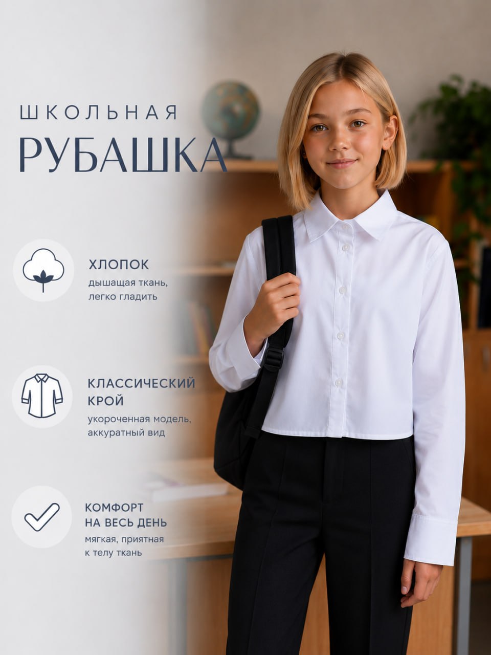 Рубашка Нежная Мама Рубашка школа короткая - фото 5