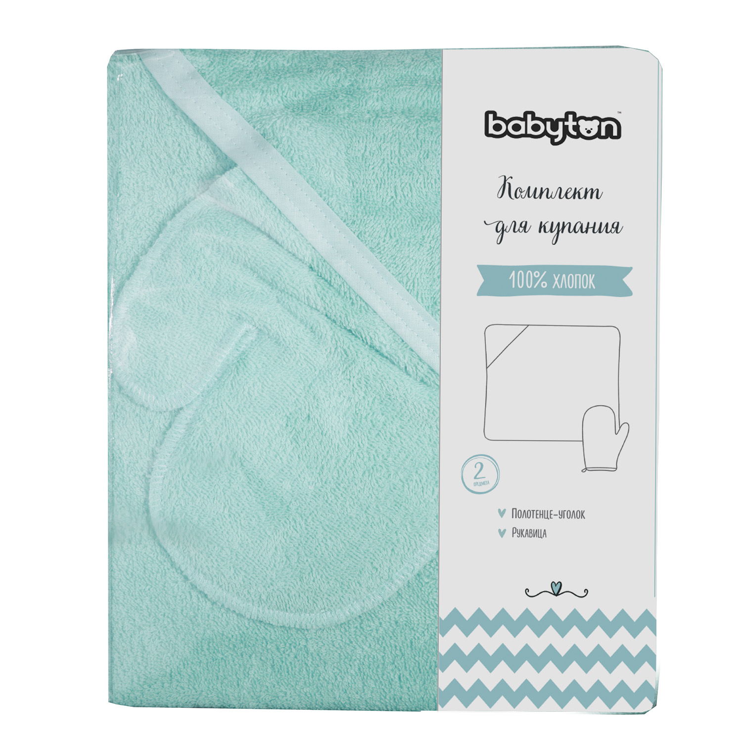Полотенце уголок Babyton с рукавицей - фото 2