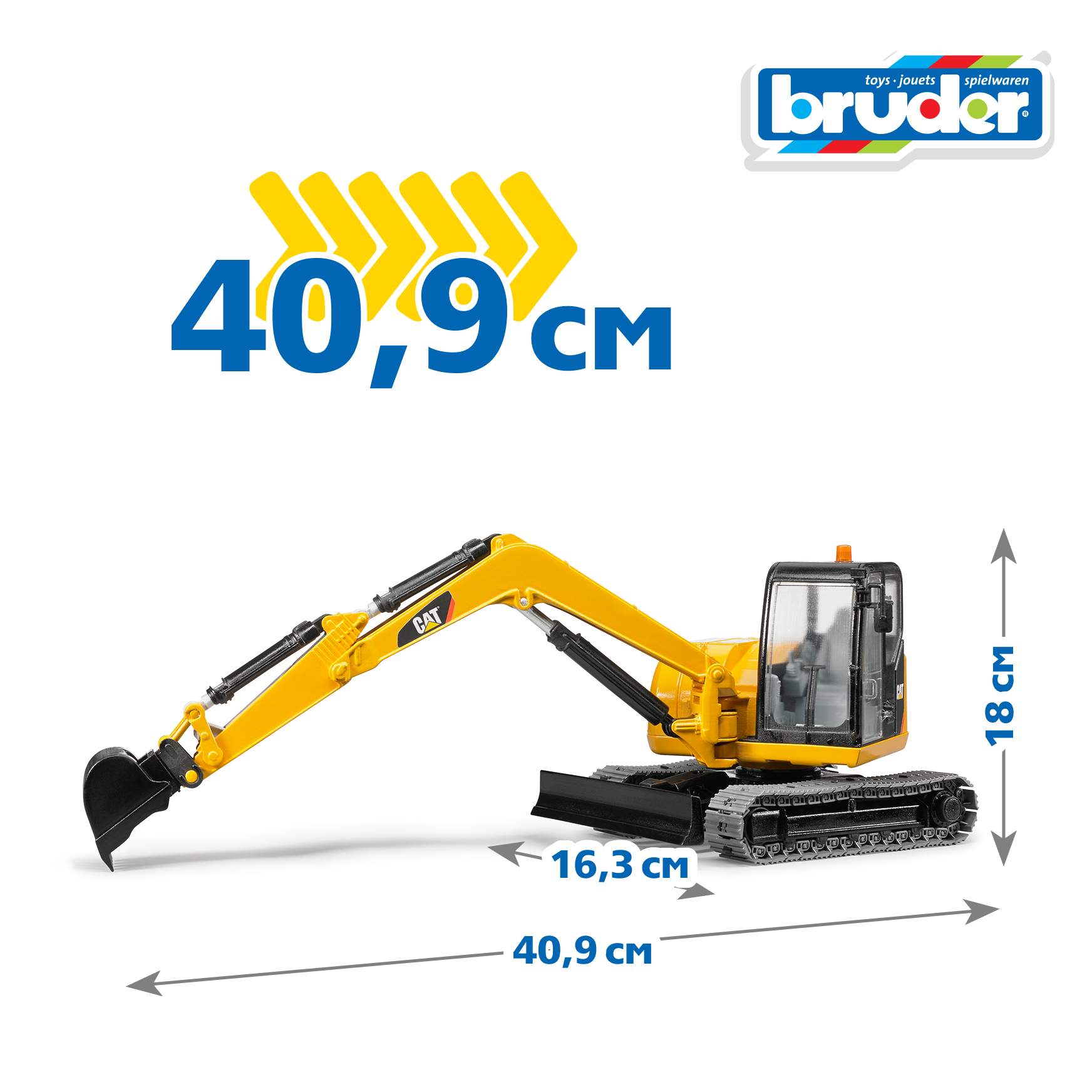 Экскаватор Bruder CAT гусеничный с отвалом 1:16 02-456 - фото 2