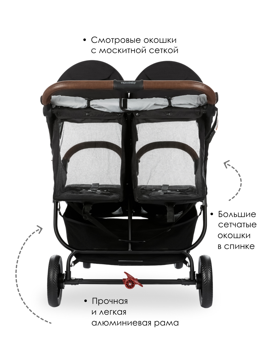 Коляска прогулочная для двойни Valco baby Snap Duo Trend / Night черный - фото 4