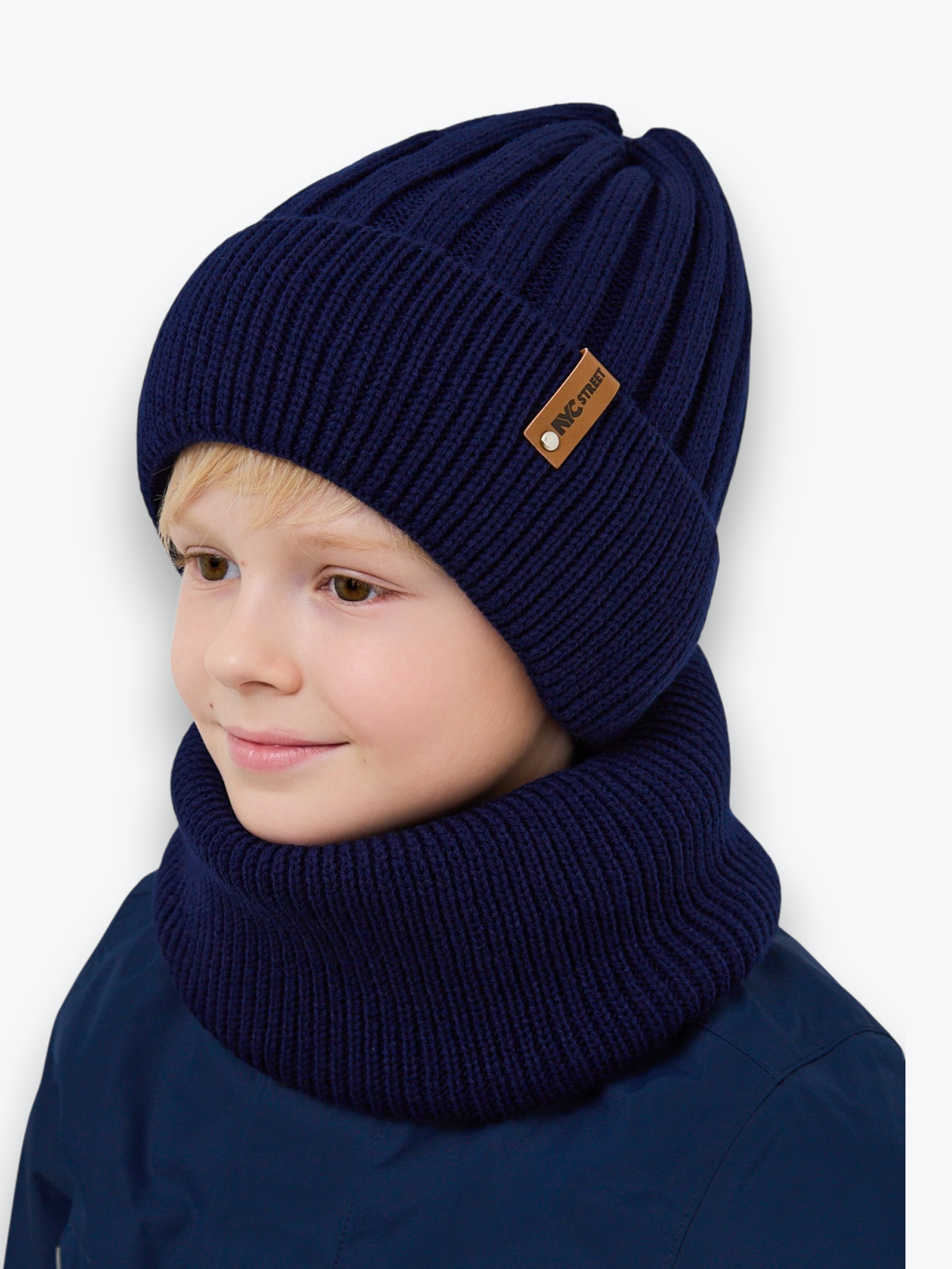 Шапка и снуд NYCkids NYC-H-54-WIDEstr-Dblue - фото 1
