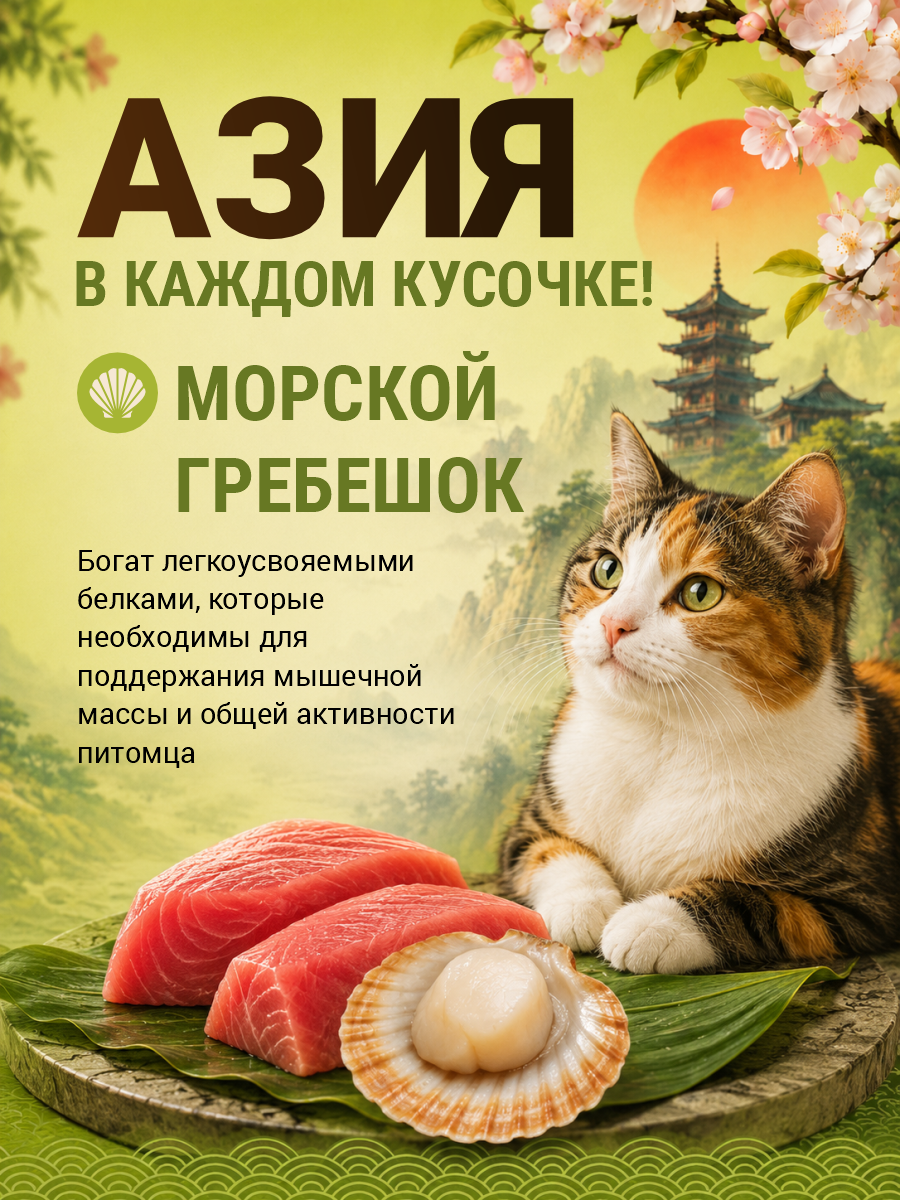 Корм для кошек влажный Prime ASIA Тунец с морским гребешком в желе жб 85г 12 шт. - фото 4