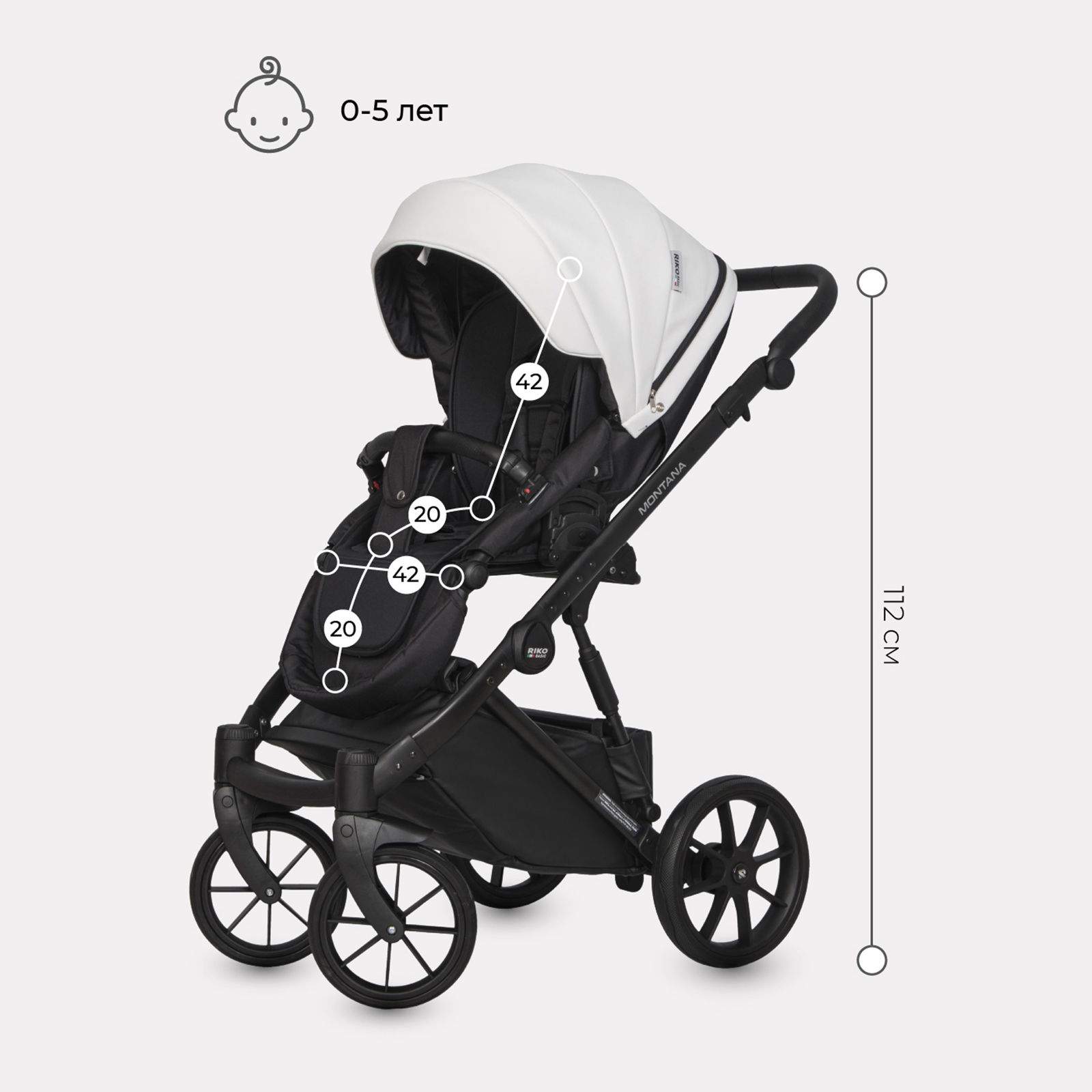 Коляска 3в1 Riko Basic Montana Ecco белый - фото 5