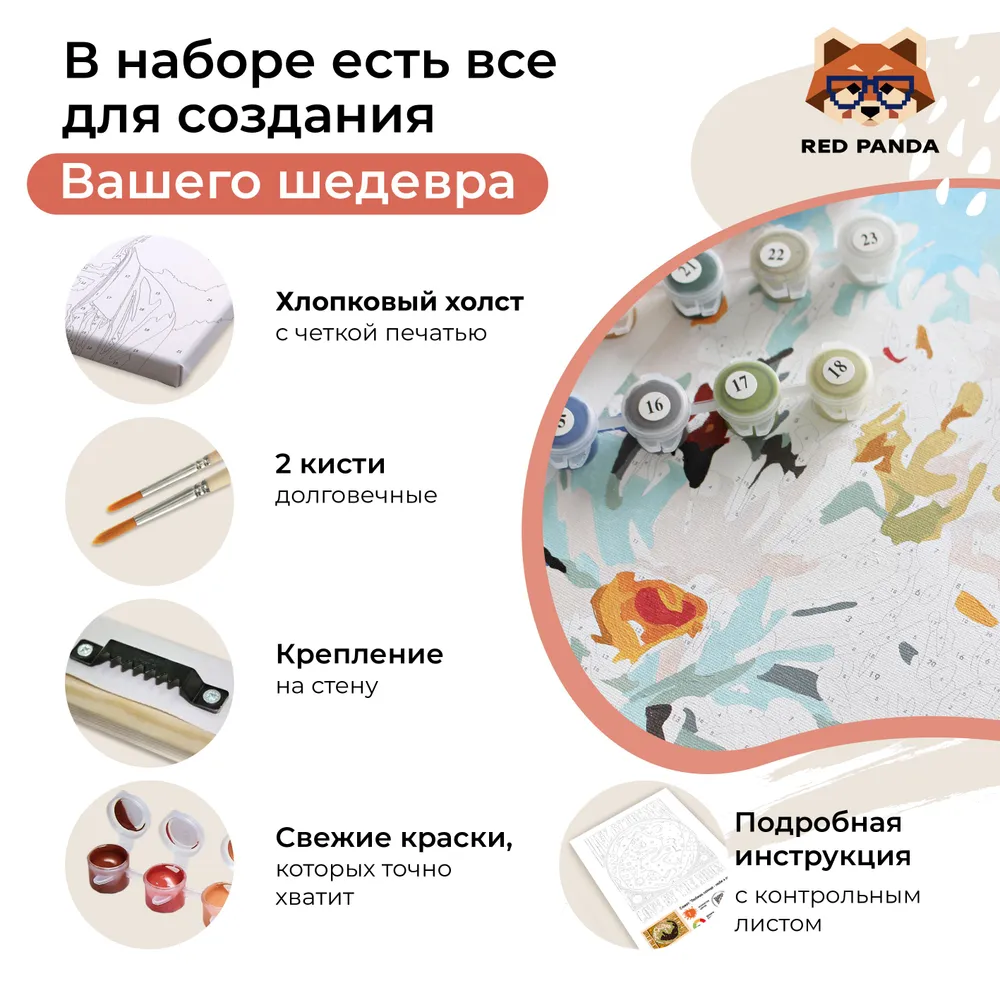 Картина по номерам Red Panda Цветение сакуры и коты - фото 3