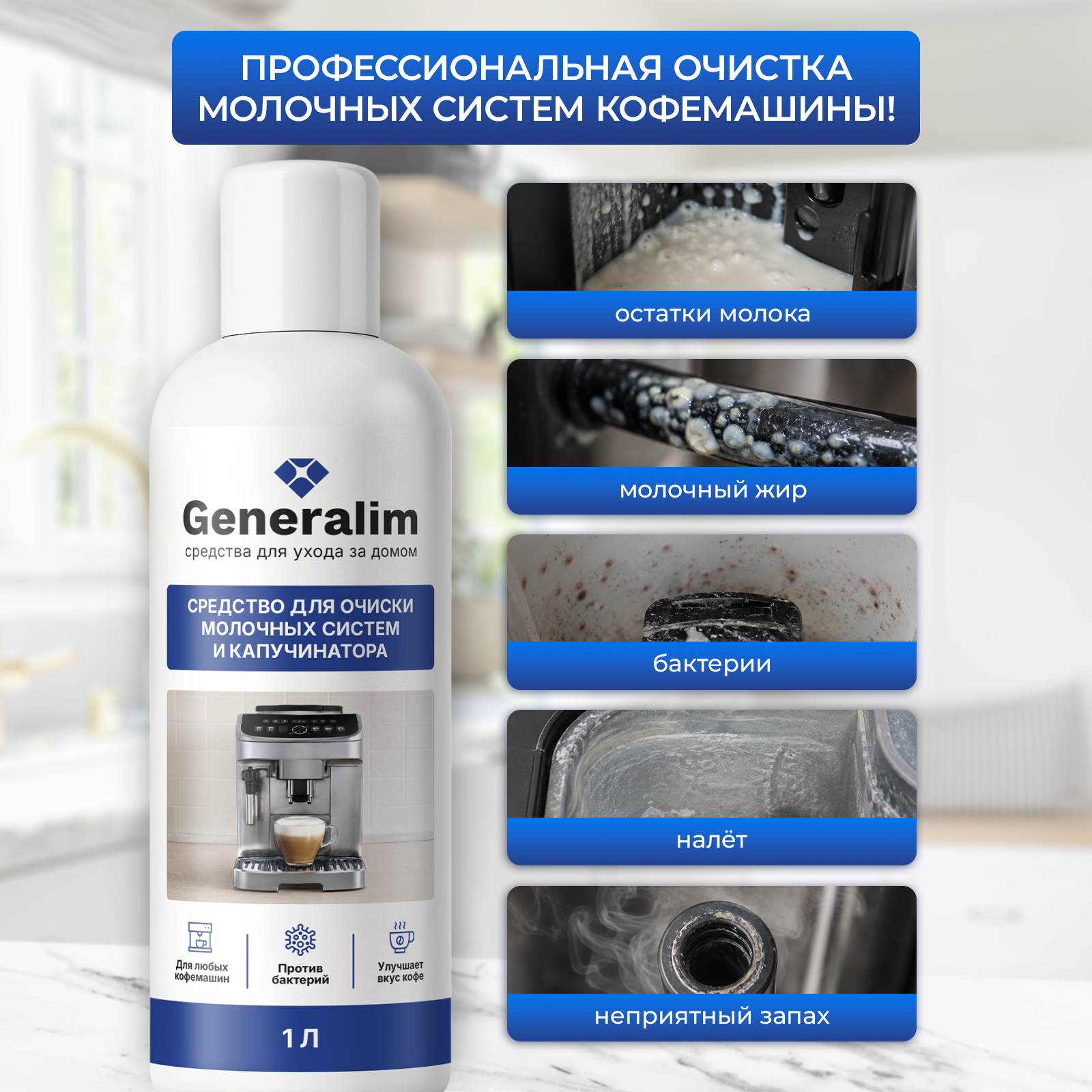 Чистящее средство Generalim молочной системы 1000 мл для кофемашин - фото 2