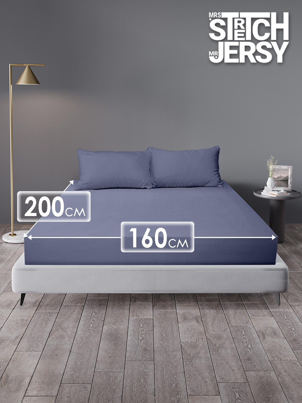 Простыня Mrs.Stretch Mr.Jersy Индиго 160 x 200 см на резинке - фото 1